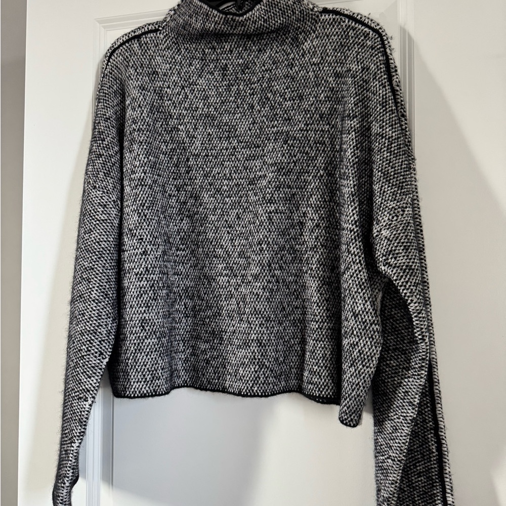 rag & bone Black and White Marled Turtleneck Sweater